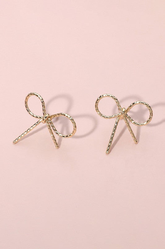 Wire Bow Stud Earrings