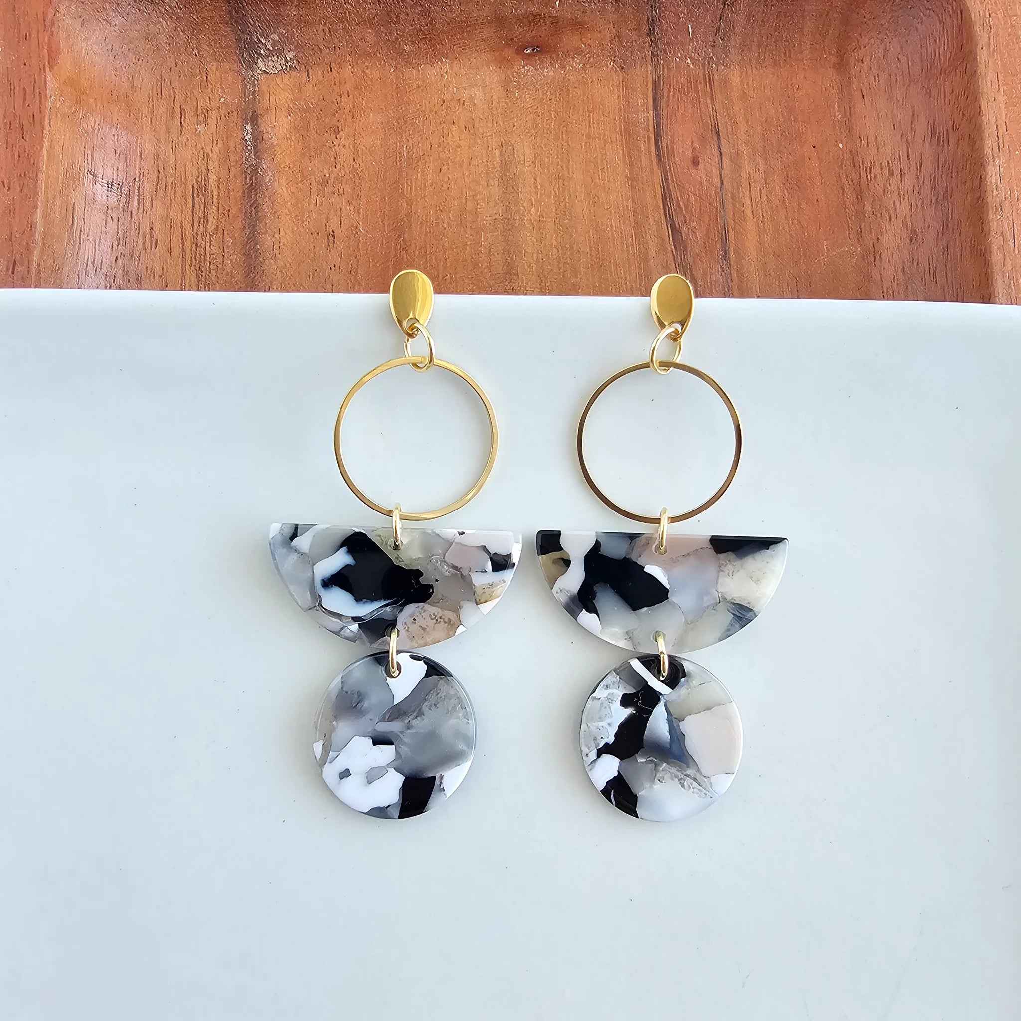 Wren Earrings Ivory/Slate