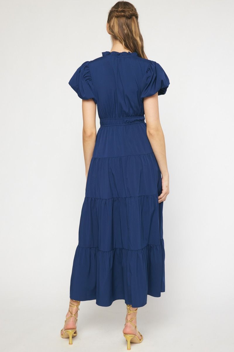 Wrenly Bubble Sleeve Tiered Midi Dress