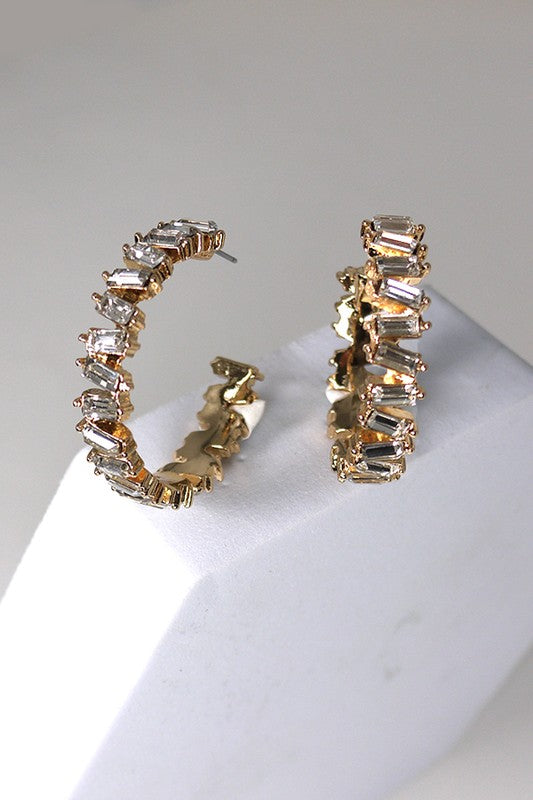 Zig Zag Baguette Hoops