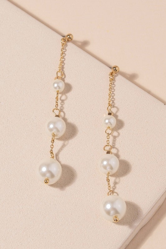 3 Pearl Dangle Earrings