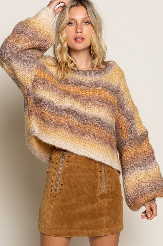 Elllis Blended Stripe Crop Sweater FINAL SALE