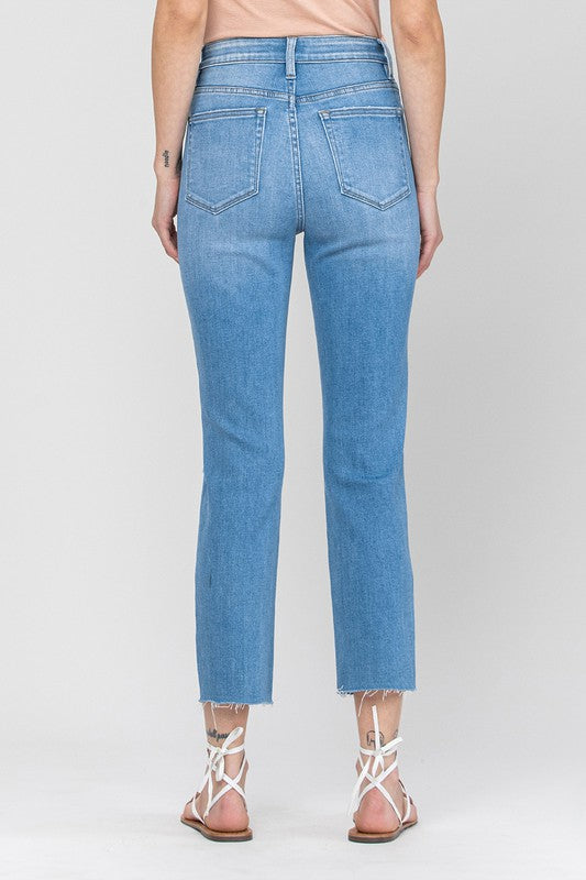 Jeanne Straight Distressed Crop Jeans
