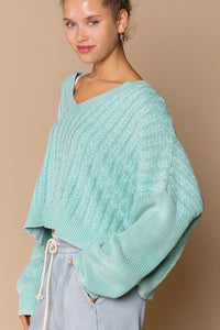 Kason Washed Mini Cable Sweater FINAL SALE