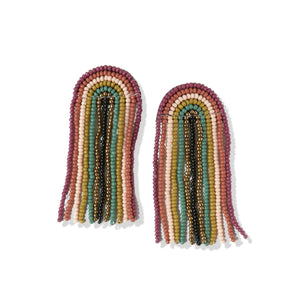 Rainbow Fringe Seed Bead Earrings