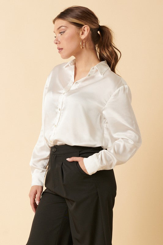 Soren Satin Button Top