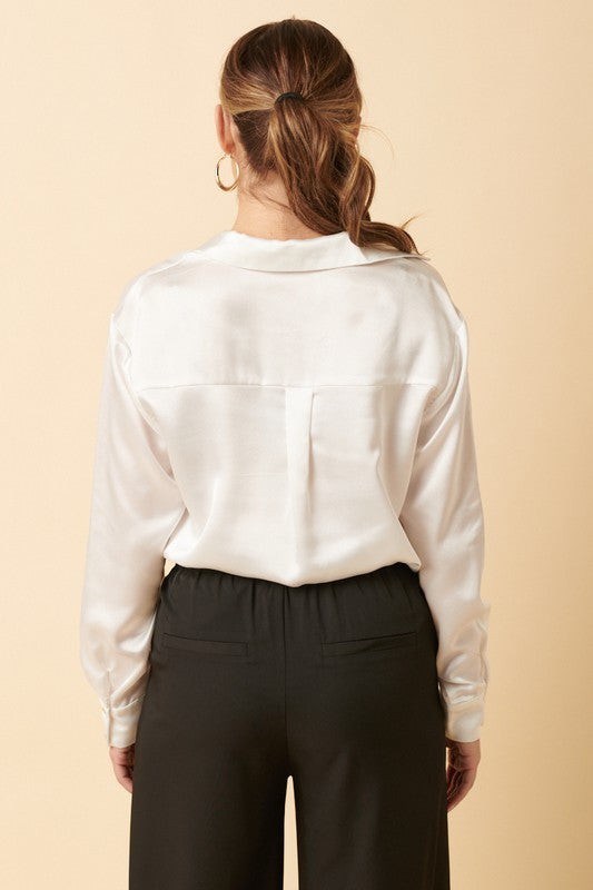 Soren Satin Button Top