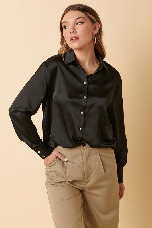 Soren Satin Button Top