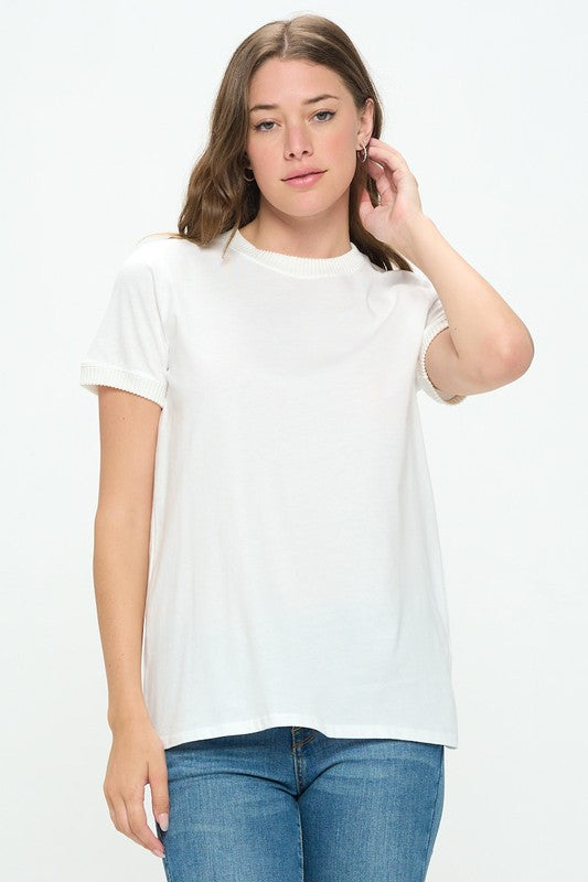 Tracey Ribbed Trim Tee