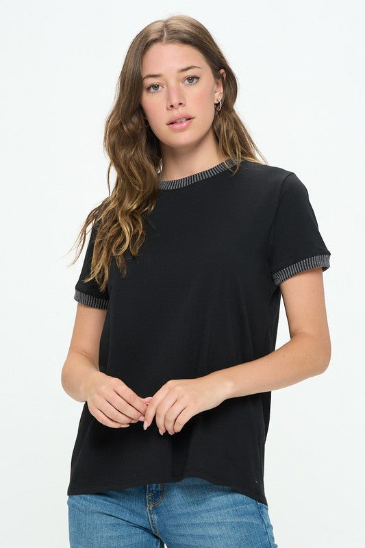 Tracey Ribbed Trim Tee FINAL SALE