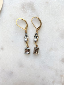 Vintage Crystal and Pearl Drop Earrings