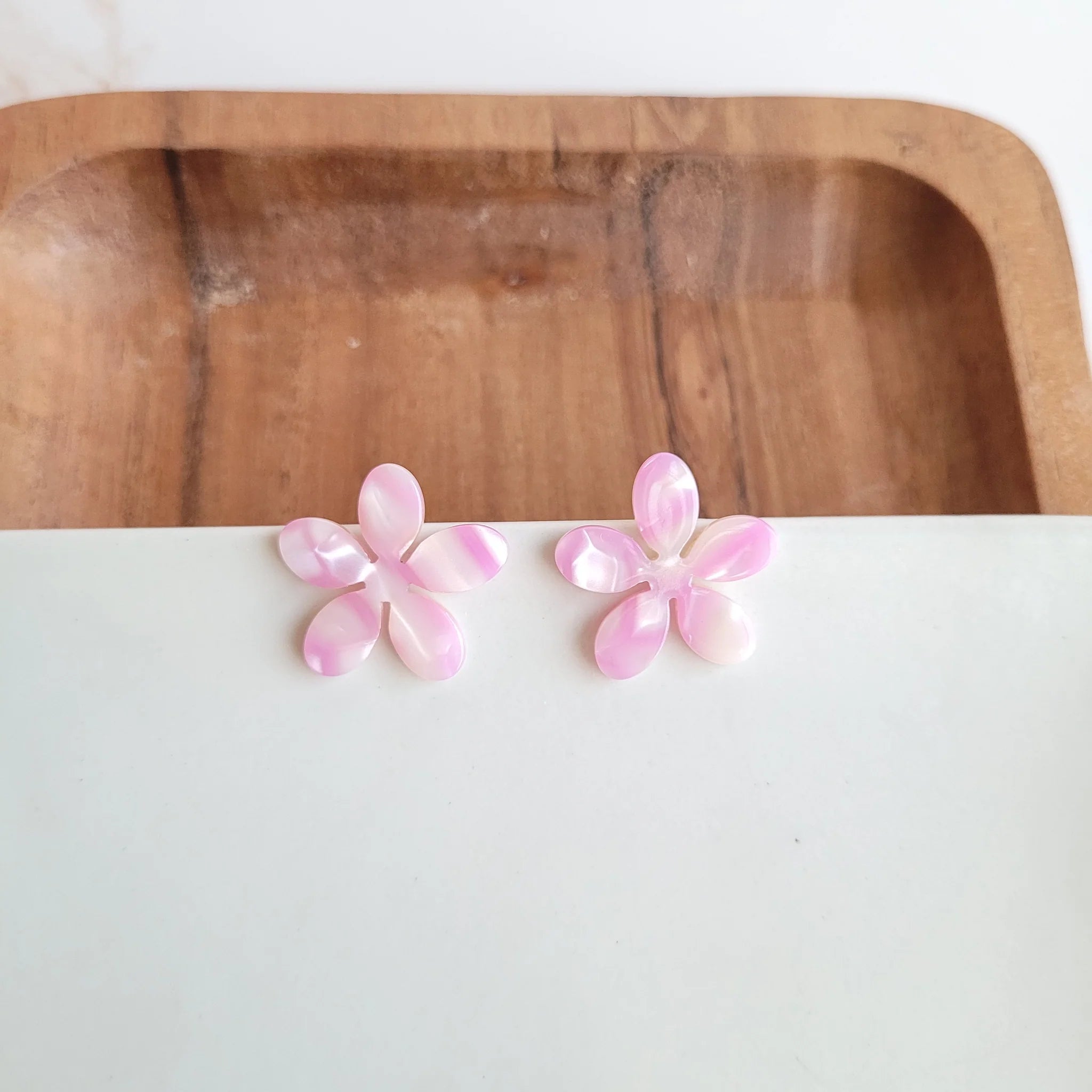 Blossom Stud Earrings -Pink