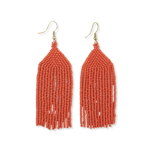 Coral Seed Bead Earrings