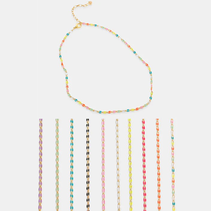 Dainty Enamel Chain Necklace FINAL SALE