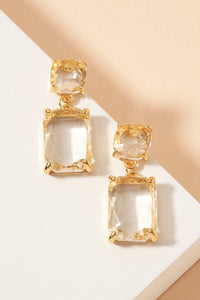 Rectangle Glass Stone Earrings
