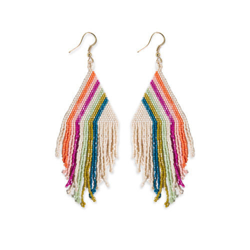 Rainbow Stripe Luxe Fringe Earrings